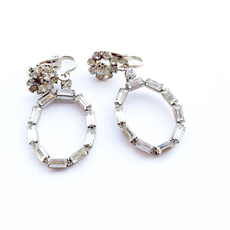 strass Baguette Tropfen Baumseider Ohrringe Oval Mode Braut Retro Schmuck von CrimsonVintique