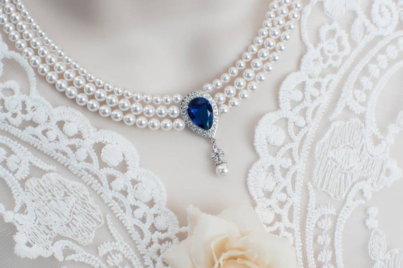 Vintage-stil Saphir Halskette, Hochzeit Perle Und Cz Braut Halsband, Etwas Blau Multi Reihe Vintage Halskette Vintage-stil Saphir Halskette, Hochzeit Perle Und Cz Braut Halsband, Etwas Blau Multi Reihe Vintage Halskette von CrinaJewelleryDesign