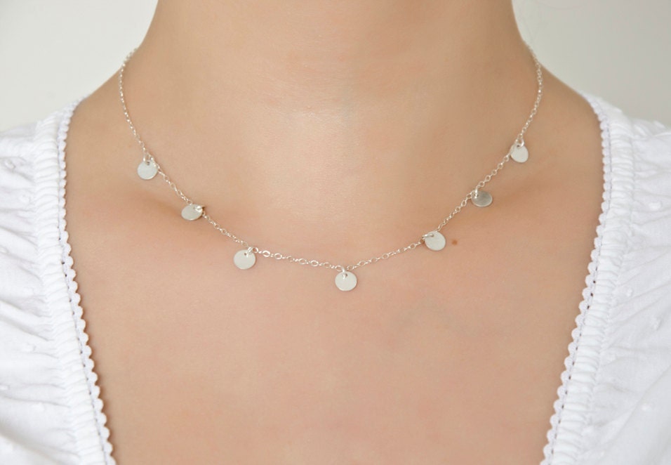 sterling Silber Halskette, Zierliche Layering Tröpfchen Halskette sterling Silber Halskette, Zierliche Layering Tröpfchen Halskette von CrinaJewelleryDesign