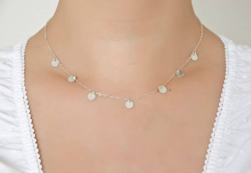 sterling Silber Halskette, Zierliche Layering Tröpfchen Halskette sterling Silber Halskette, Zierliche Layering Tröpfchen Halskette von CrinaJewelleryDesign