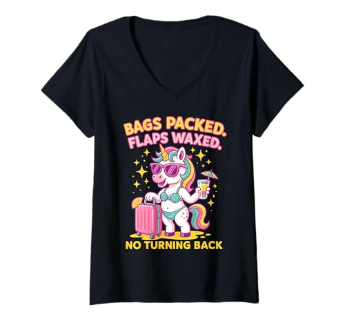 Damen Peinlich lustig unangemessene Reise Erwachsene Humor Urlaub T-Shirt mit V-Ausschnitt Damen Peinlich lustig unangemessene Reise Erwachsene Humor Urlaub T-Shirt mit V-Ausschnitt von Cringe Airport Meme Graphic With Adult Humor