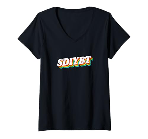 Damen SDIYBT Start Digging In Your Butt Twin Meme 2025 Funny Panda T-Shirt mit V-Ausschnitt von Cringe Viral Social Media Brainrot