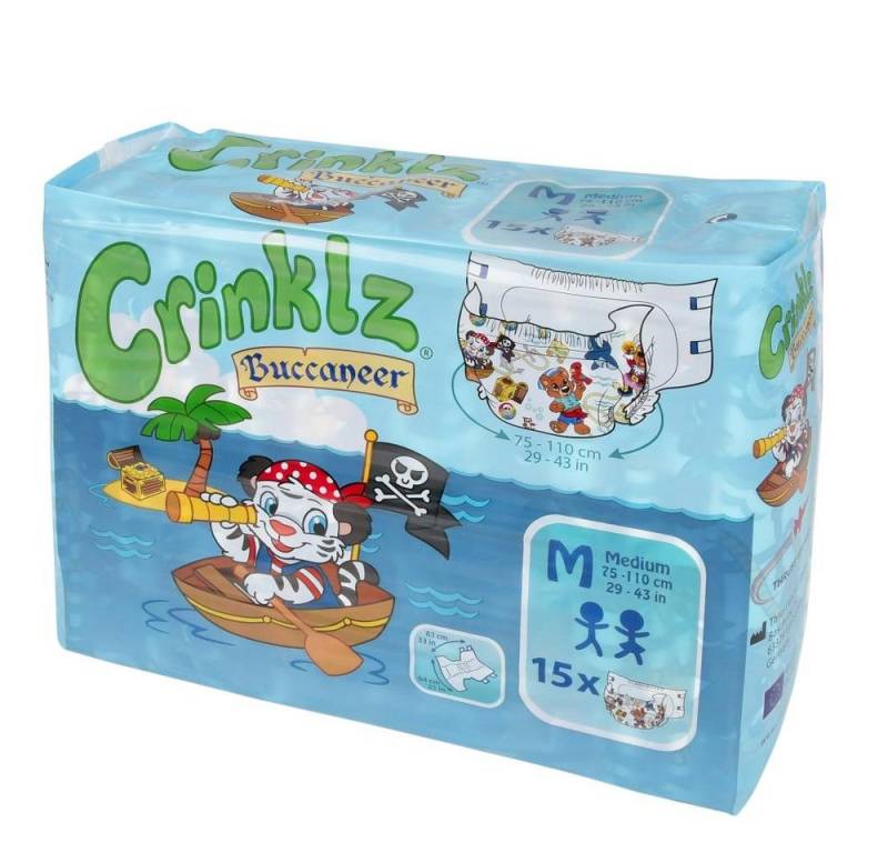Crinklz Windeln Crinklz Buccaneer - M (75-110 cm) (Karton, 60-St., Windeln mit Folie und Seefahrer Motiven) von Crinklz