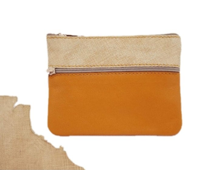 Portemonnaie-Kartenetui Aus Leder Mit Reißverschluss Und Innenfutter, Lederbrieftasche, Senffarben, Handgefertigt. Geldbörse von CrisArtePiel