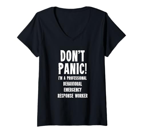 Damen Mitarbeiter für verhaltensorientierte Notfallmaßnahmen T-Shirt mit V-Ausschnitt von Crisis Intervention & Mental Health Team Gifts & T