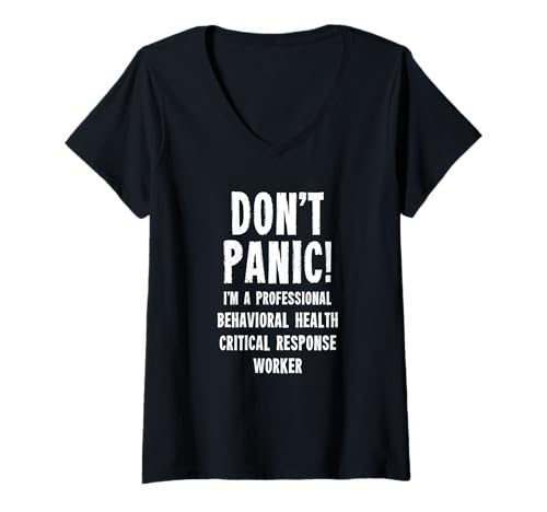 Damen Worker für kritische Reaktionen auf Verhaltensgesundheit T-Shirt mit V-Ausschnitt von Crisis Intervention & Mental Health Team Gifts & T