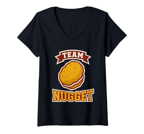 Damen Chicken Nugget Humor Nug Life Snack Lover Geschenk T-Shirt mit V-Ausschnitt Damen Chicken Nugget Humor Nug Life Snack Lover Geschenk T-Shirt mit V-Ausschnitt von Crispy Nugget Queen Fast Food Obsession Vibes