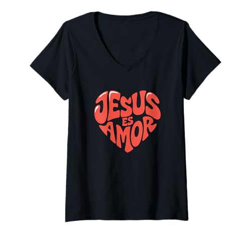 Damen Jesus Christ Faith Prayer Biblia Iglesia Christian T-Shirt mit V-Ausschnitt von Cristiano Jesus Biblia Designs