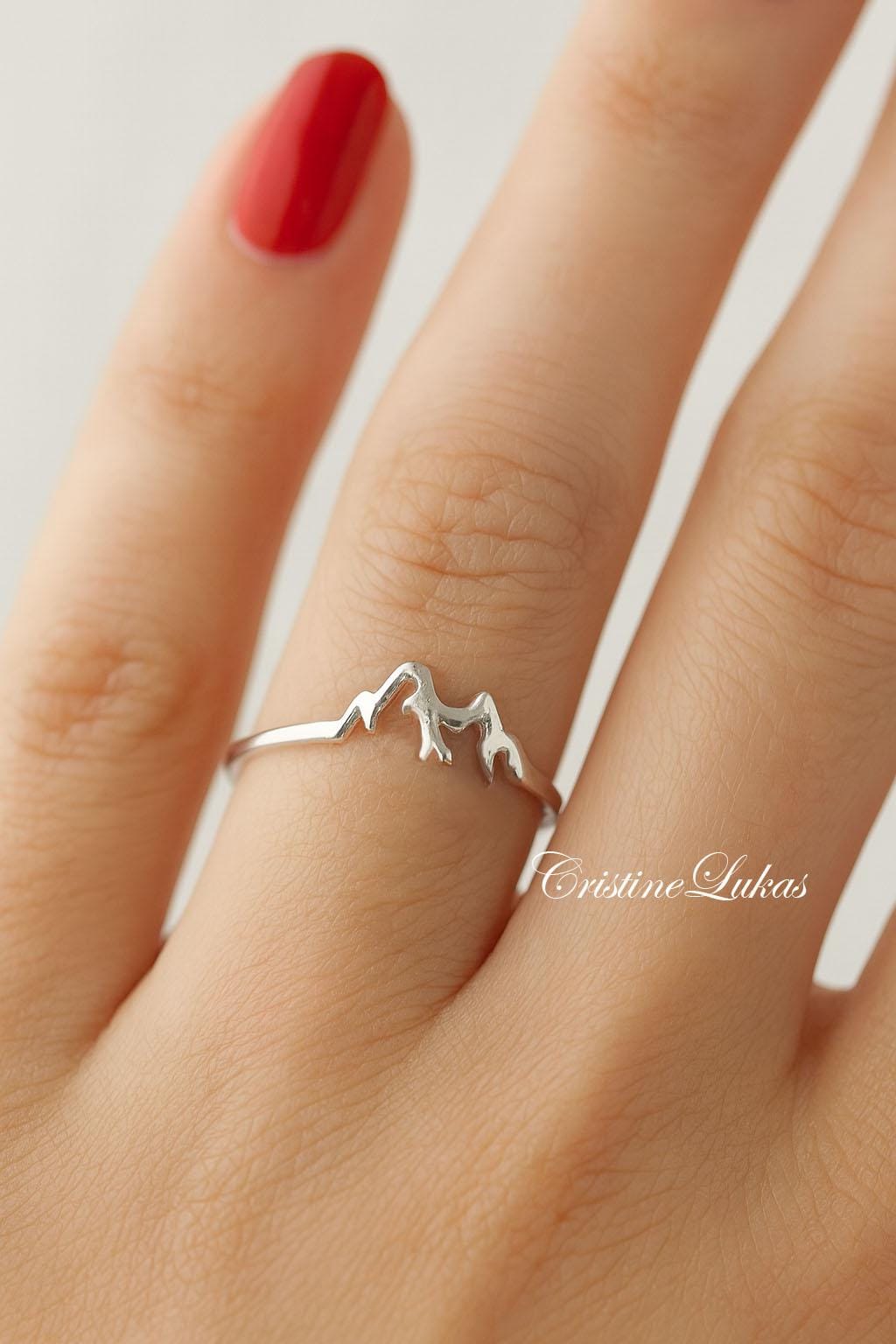 Berg-Ring, Sterling Silber Ring, Abenteuer Obsidian Ups & Downs Graduierung Ring., Wanderer Geschenk, Berg-Liebhaber-Ring von CristineLukas