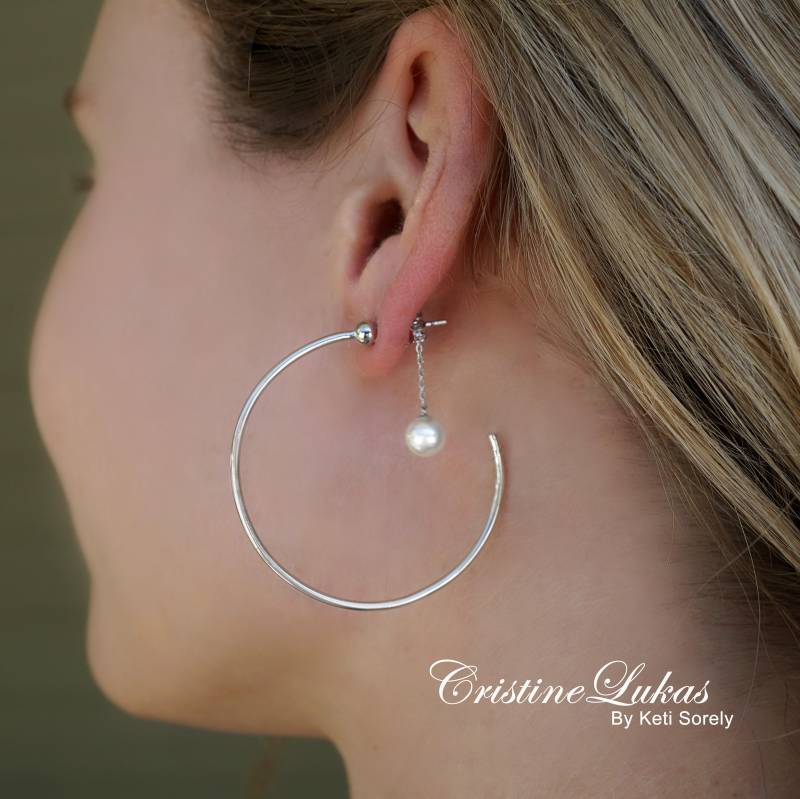 Süßwasserperlen Ohrringe Mit Baumelnden Perlen in Sterling Silber Oder Gelbgold - Tropfen Boho Style von CristineLukas
