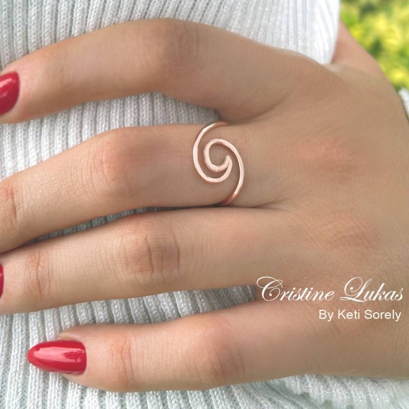 Verkauf Großer Swirly Wave Ring in Sterling Silber, Gelb + Rose Gold, Ocean Ring, High Tide Surfing Beach Adventures Schmuck von CristineLukas