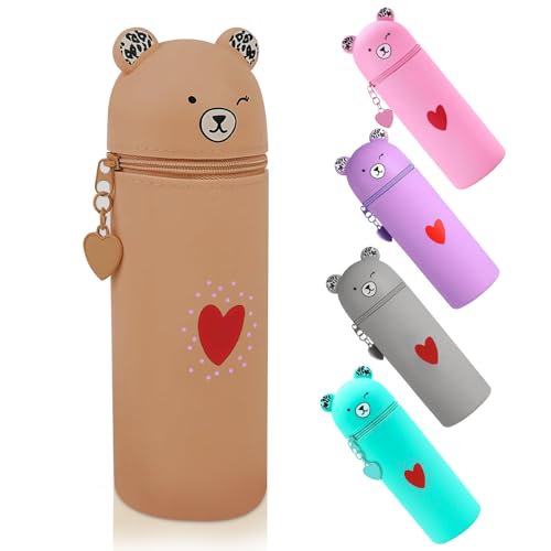 Criveple Federmäppchen, Federmäppchen aus Weichem Silikon, 2-in-1 Weiche Silikontasche mit Teißverschluss, Niedliches Stiftetasche Buntstifte Marker für Schülerin Teenager (Orange) von Criveple