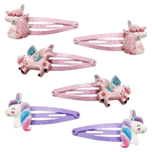Haarspangen Kinder, 6 Stück Haarspangen Mädchen, Einhorn Haarspangen Spangen, Haarspangen Mädchen Glitzer, für Mädchen Kinder von Criveple