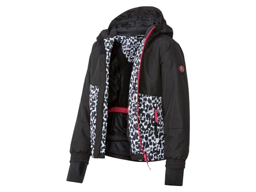 Crivit Mädchen Skijacke, Ski Jacke mit reflektierenden Details, Snow Schnee Leopard schwarz 134/140 von Crivit