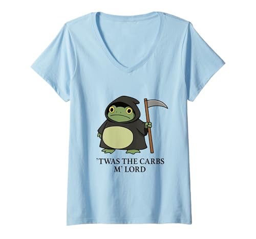 Damen TWAS The Carbs M Lord Humorkunst T-Shirt mit V-Ausschnitt Damen TWAS The Carbs M Lord Humorkunst T-Shirt mit V-Ausschnitt von Croak & Dagger Co.