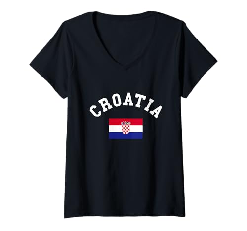 Damen Kroatien Flagge Kroatien Stolz Wurzeln Stolz Hrvatska T-Shirt mit V-Ausschnitt Damen Kroatien Flagge Kroatien Stolz Wurzeln Stolz Hrvatska T-Shirt mit V-Ausschnitt von Croatia Flag Croatian Roots Hrvatska