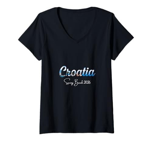 Damen Kroatien Spring Break 2026 Urlaubsreisen T-Shirt mit V-Ausschnitt Damen Kroatien Spring Break 2026 Urlaubsreisen T-Shirt mit V-Ausschnitt von Croatia Spring Break Clothes T-Shirts