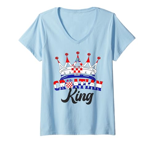 Damen Kroatischer König Kroatien Flagge Kroatisch Lustig Kroatien Stolz T-Shirt mit V-Ausschnitt Damen Kroatischer König Kroatien Flagge Kroatisch Lustig Kroatien Stolz T-Shirt mit V-Ausschnitt von Croatian King Croatia Flag