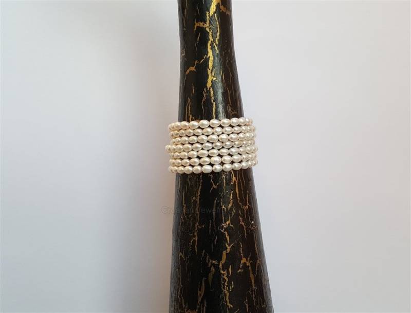 Multistrand Weiße Perle Armband, Einfache Natürliche Braut Sterling Silber Süßwasserperle Hochzeitsschmuck, Klassisch von CroatianJewelryCraft