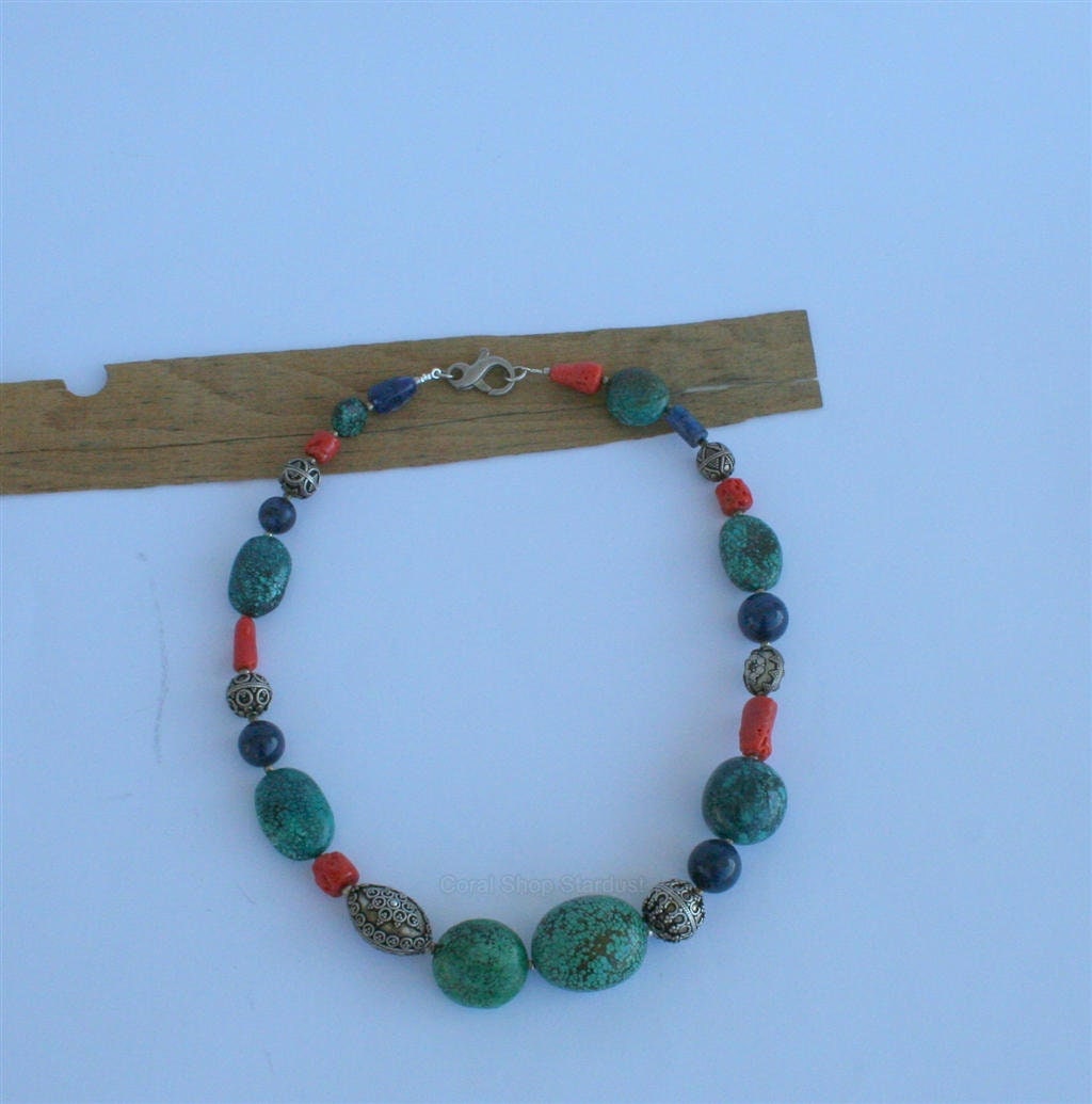 Chunky Türkis Halskette, Lachs Koralle Große Perle Edelsteinhalskette, Alte Unbehandelt Mittelmeer Koralle, Blau Lapis Halskette Chunky Türkis Halskette, Lachs Koralle Große Perle Edelsteinhalskette, Alte Unbehandelt Mittelmeer Koralle, Blau Lapis Halskette von CroatianJewelryShop