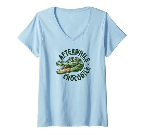 Damen Afterwhile Crocodile Funny Reptile Später Alligator Goodbye T-Shirt mit V-Ausschnitt Damen Afterwhile Crocodile Funny Reptile Später Alligator Goodbye T-Shirt mit V-Ausschnitt von Croc Humor Gifts & Gear