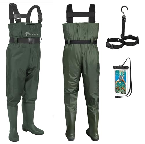 Croch Wathose für Herren Damen Anglerhose Wasserdicht PVC Nylon mit Gummi Watstiefel Größe 38-47 Perfekt Watthose und Angelhose von Croch