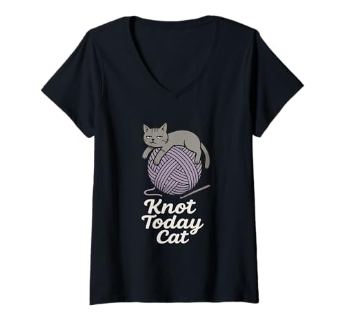 Damen Lustiges Häkelgarn mit Katzenmotiv, für Liebhaber von Witzen, Humor, handgefertigt T-Shirt mit V-Ausschnitt Damen Lustiges Häkelgarn mit Katzenmotiv, für Liebhaber von Witzen, Humor, handgefertigt T-Shirt mit V-Ausschnitt von Crochet Cat Mom Gift Yarn Lover Funny Crafting