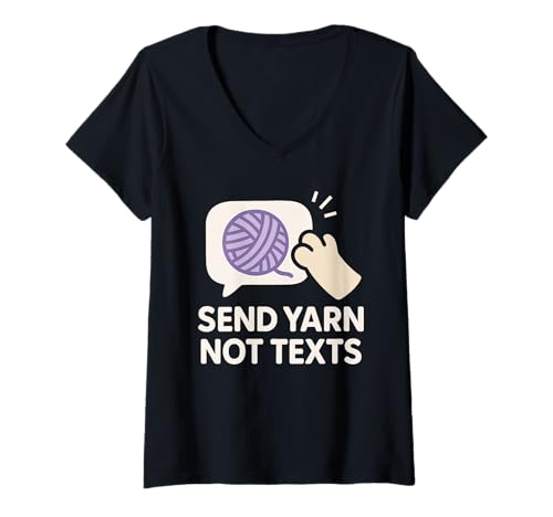 Damen Lustiges Häkelgarn mit Katzenmotiv, für Liebhaber von Witzen, Humor, handgefertigt T-Shirt mit V-Ausschnitt Damen Lustiges Häkelgarn mit Katzenmotiv, für Liebhaber von Witzen, Humor, handgefertigt T-Shirt mit V-Ausschnitt von Crochet Cat Mom Gift Yarn Lover Funny Crafting