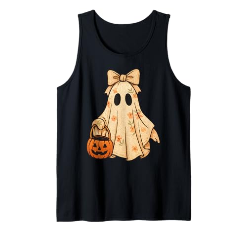 Crochet Ghost Boho Floral Halloween Kürbis Herren Damen Kinder Tank Top von Crochet Ghost Boho Floral Halloween