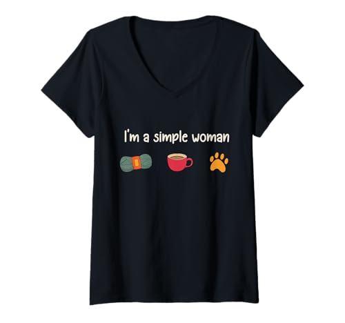Damen Ich Bin eine einfache Frau beim Stricken, Häkeln, Lustiges Stricken T-Shirt mit V-Ausschnitt Damen Ich Bin eine einfache Frau beim Stricken, Häkeln, Lustiges Stricken T-Shirt mit V-Ausschnitt von Crochet Gifts and Crochet Lover Outfits