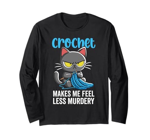 Beim Häkeln fühle ich Mich weniger Mörderische Katze häkeln für Frauen Langarmshirt Beim Häkeln fühle ich Mich weniger Mörderische Katze häkeln für Frauen Langarmshirt von Crochet makes me feel less Murdery funny
