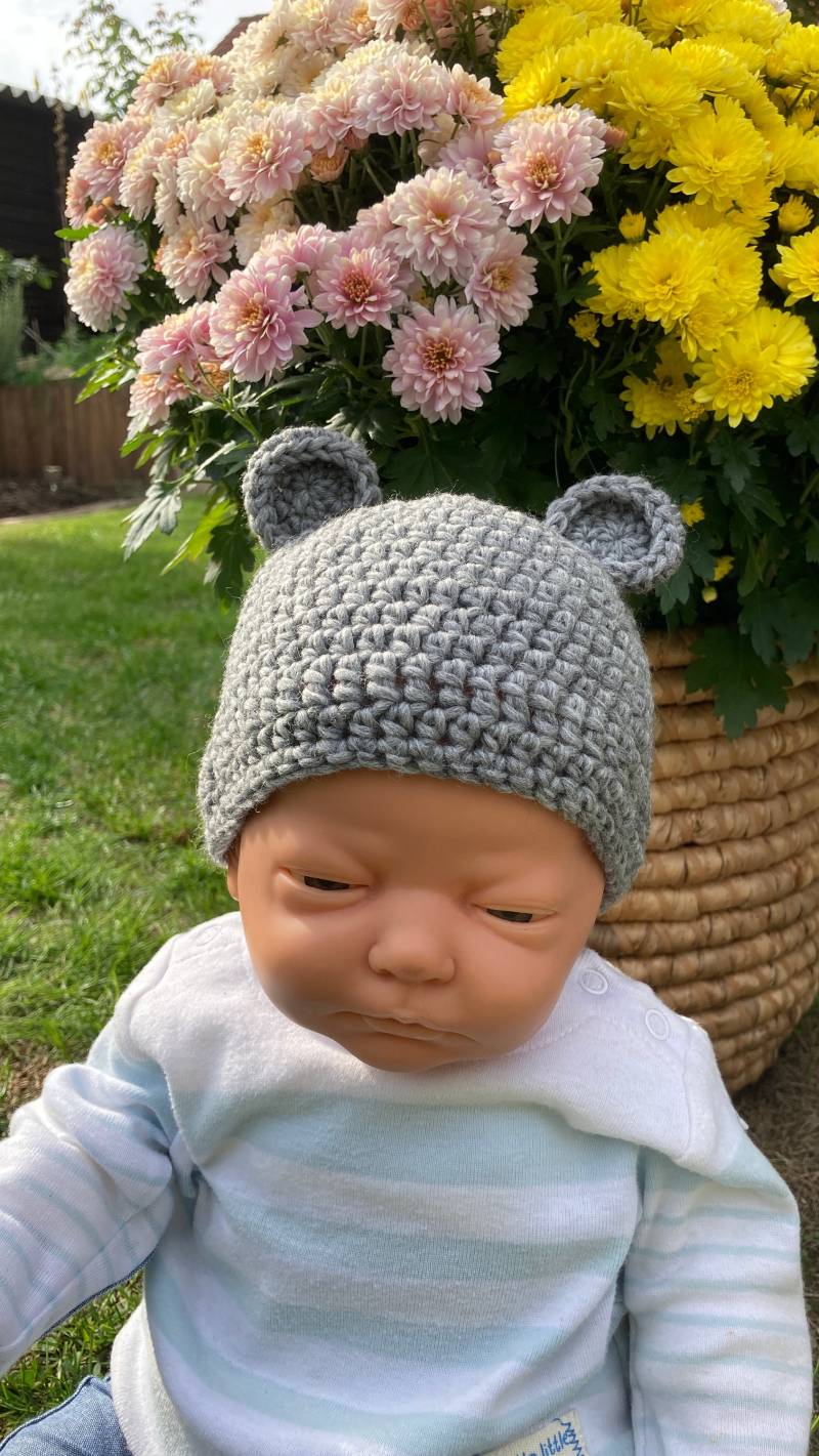 Mausbert - Maus-Mütze Für Babys Wolle Handgemacht Gehäkelt Merinowolle Kopfbedeckung von CrochetBERT