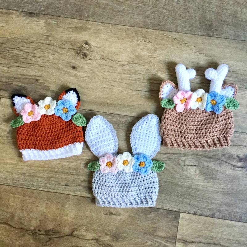 Gehäkelte Waldhütchen, Fuchsmütze, Gehäkelter Hasenhut, Häkeln von CrochetByCaseyE