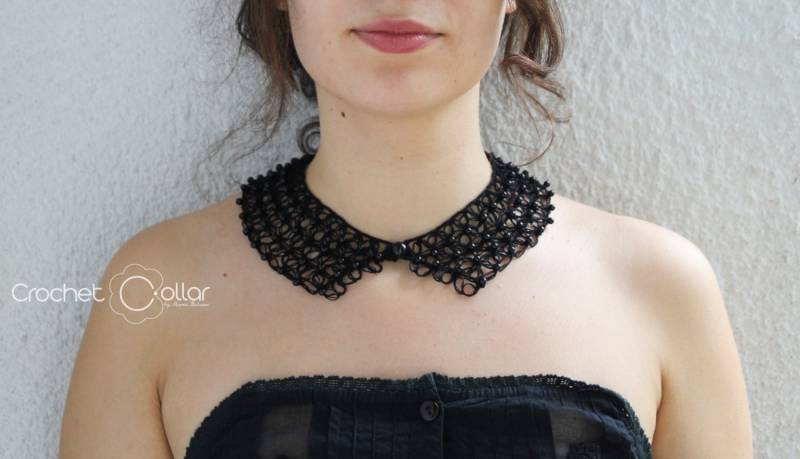 Elegante Sommer Spitze Schwarzer Häkelkragen Mit Schwarzen Schmucksteinen Elegante Sommer Spitze Schwarzer Häkelkragen Mit Schwarzen Schmucksteinen von CrochetCosyGoods