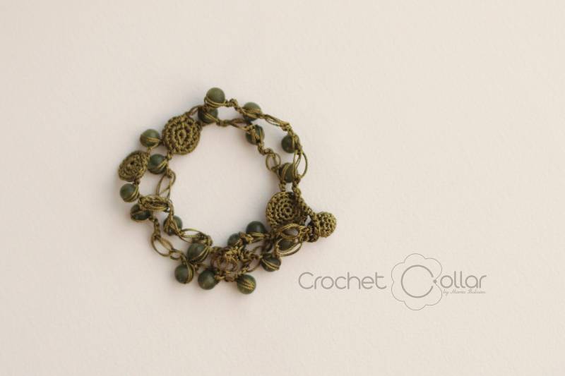Häkeln Sie Sommer-Armband, Olivgrün Armband, Jade Perlen von CrochetCosyGoods