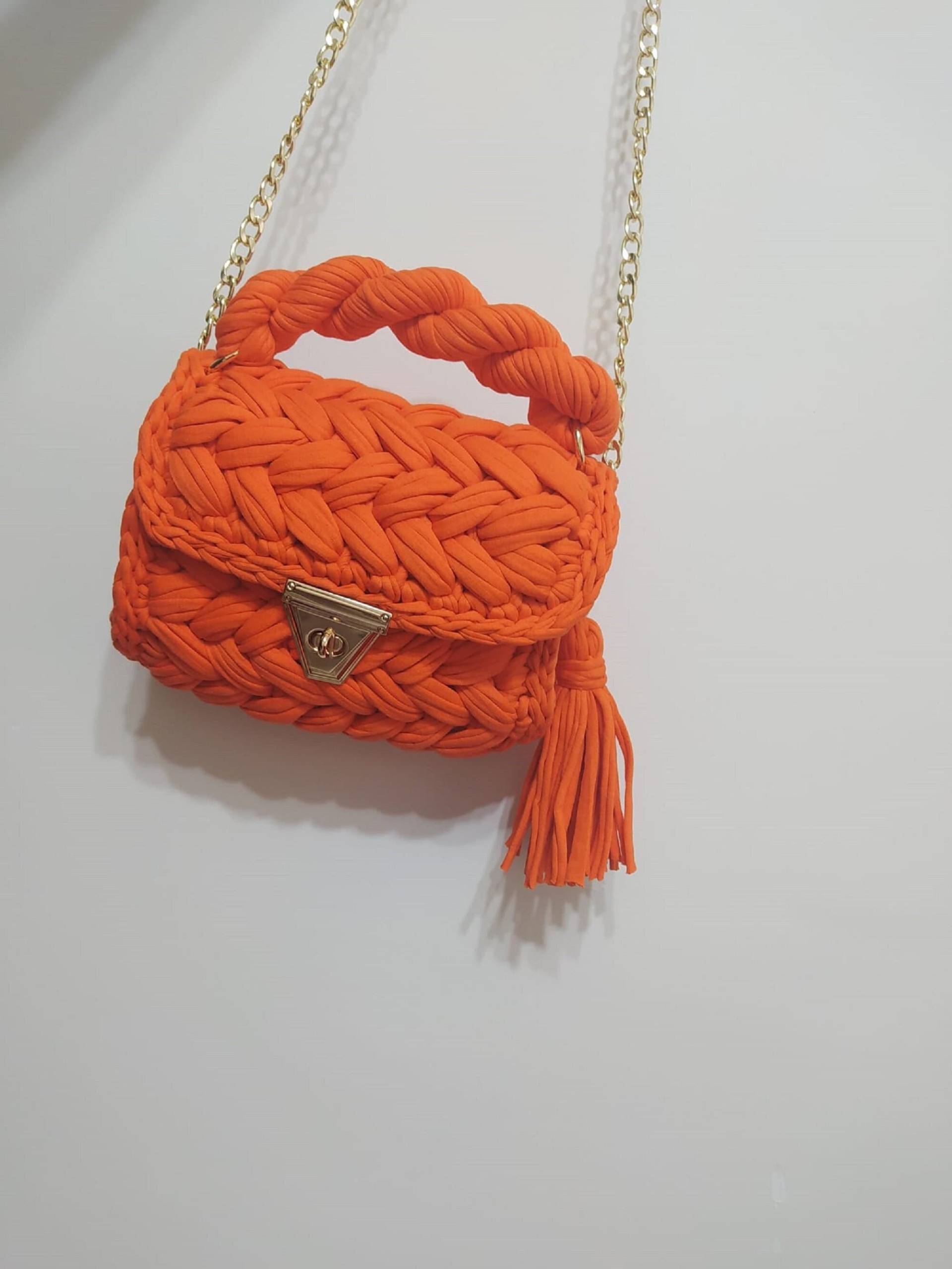 Orange Häkeln Tasche, Gestrickt Handtasche, Handgemachte Designer Sommer-strand-Tasche, Hand Frauen Tasche Personalisierte von CrochetCraftBaharTR