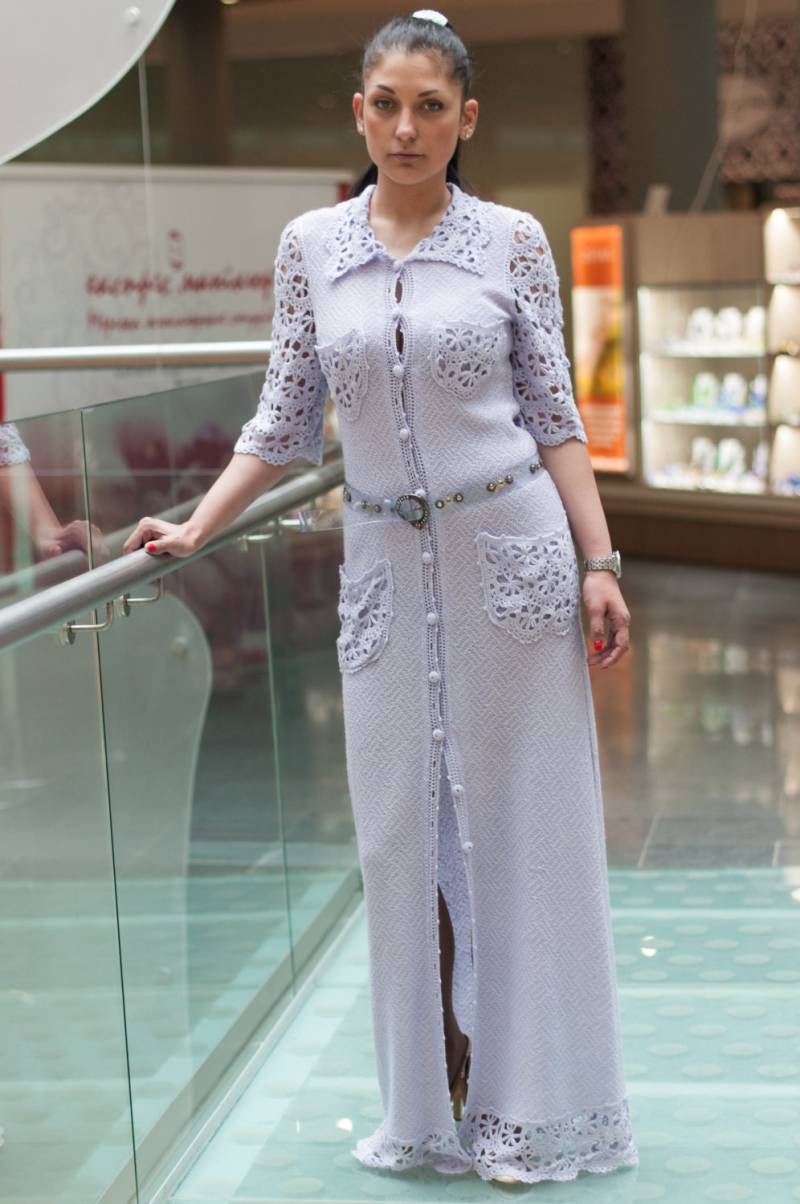 Gehäkelte Langen Kleid, Lila Gestrickt Maxi Häkeln Langes von CrochetDressTalita