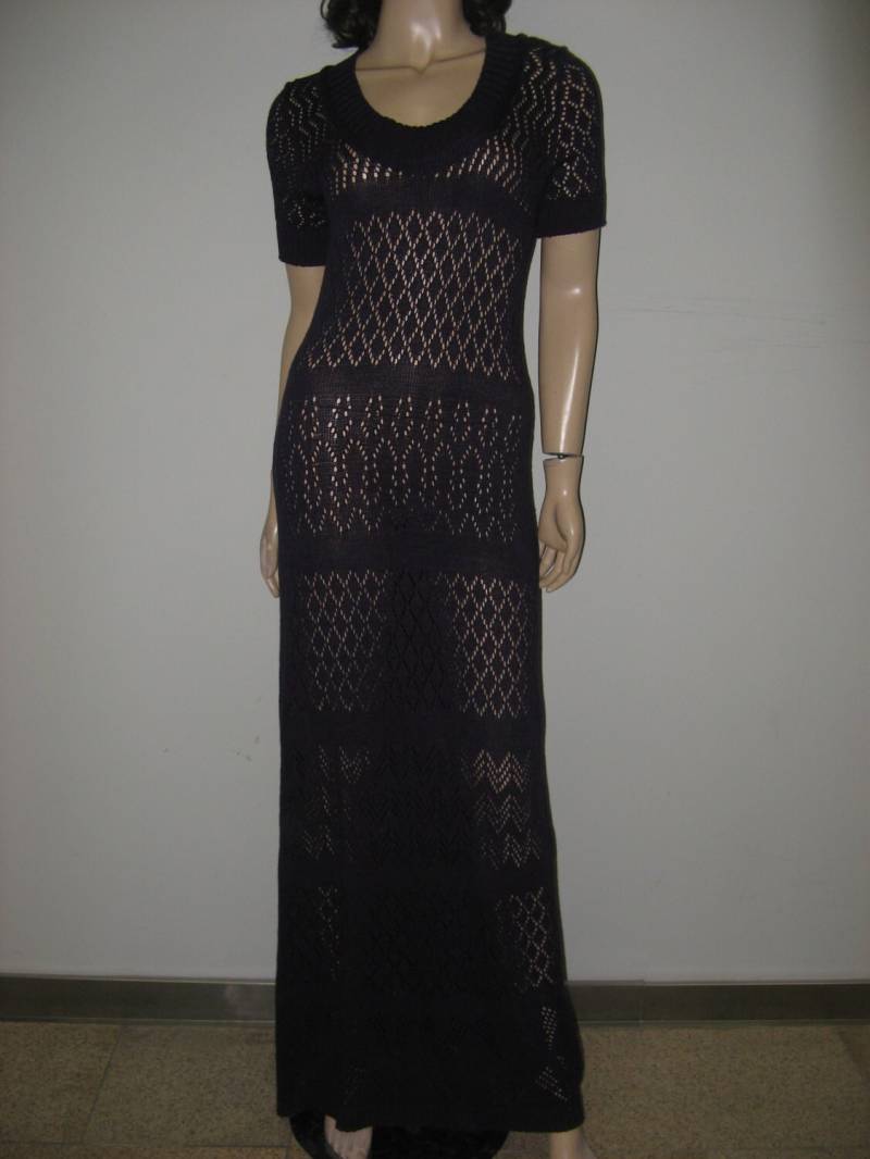 Gestricktes Langes Kleid, Dunkellila Strickkleid, Maxikleid, Spitzenkleid in Lila, Langes von CrochetDressTalita