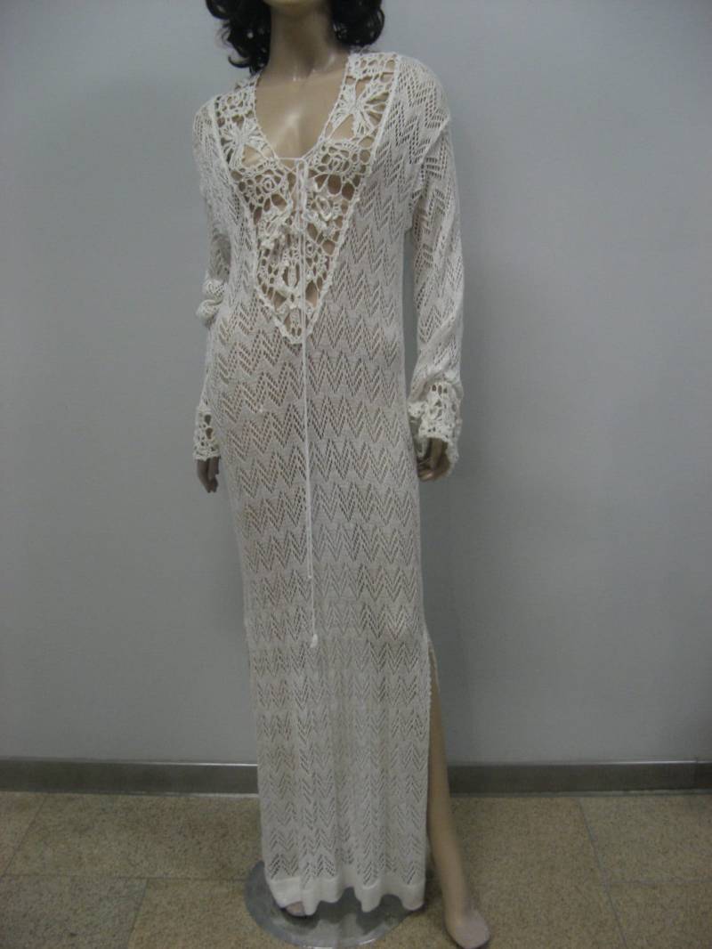 Tolles Häkelkleid, Weißes Kleid, Maxikleid, Handgemachtes Langes Sommerkleid Aus Viskose. Vintage-Kleid von CrochetDressTalita