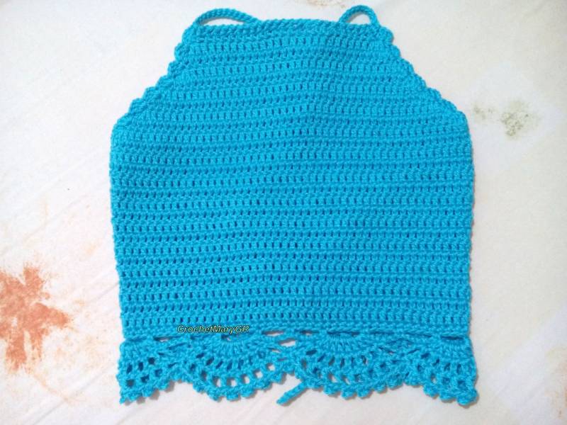 Gehäkeltes Neckholder Top Türkises Baumwoll Boho Crop Top von CrochetMaryGRKnits