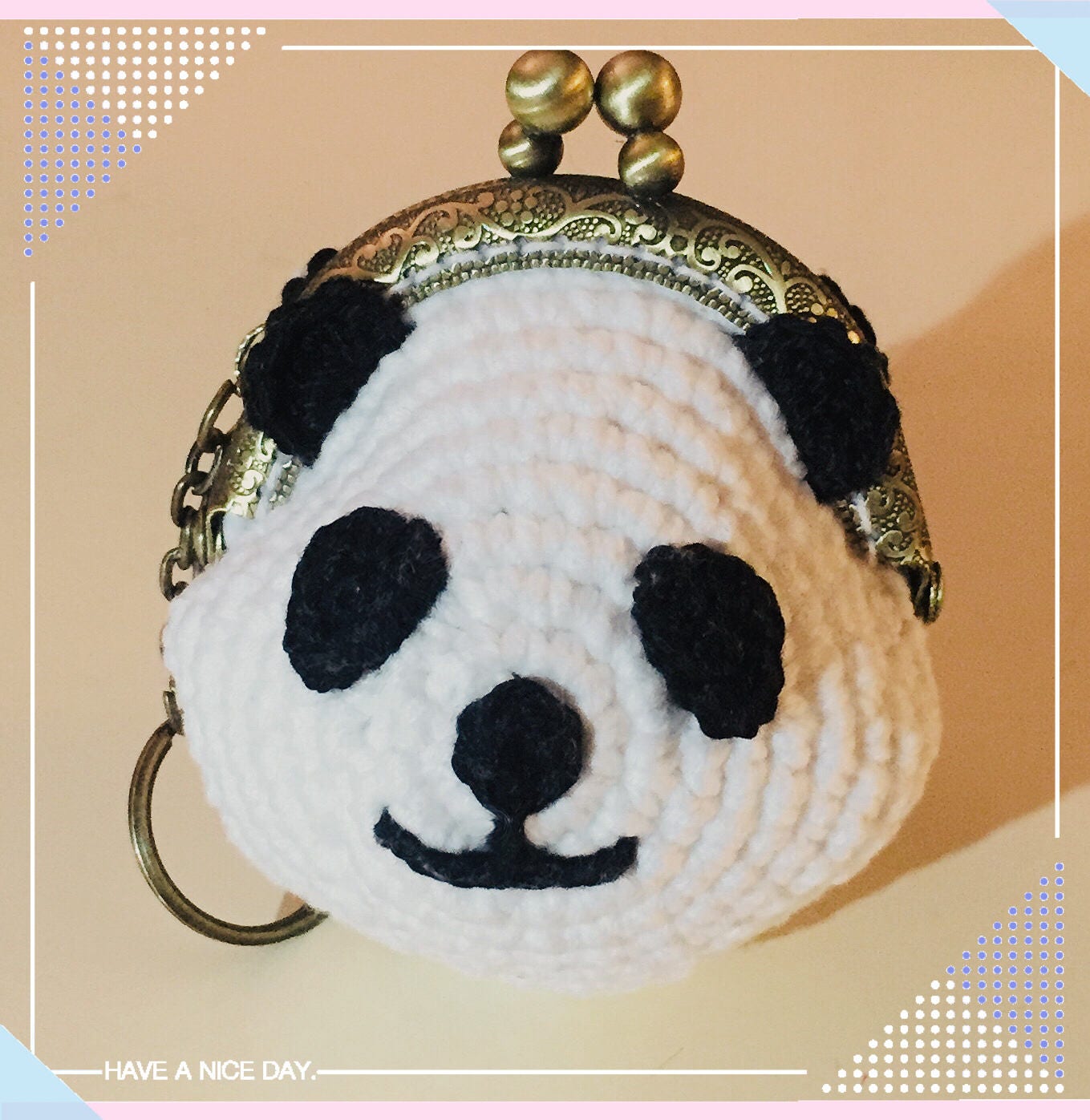 Gehäkelter Panda Geldbörse Schlüsselanhänger, Handgemachter Gestrickter Münze Beutel Schlüsselanhänger Gehäkelter Panda Geldbörse Schlüsselanhänger, Handgemachter Gestrickter Münze Beutel Schlüsselanhänger von CrochetNGemstones