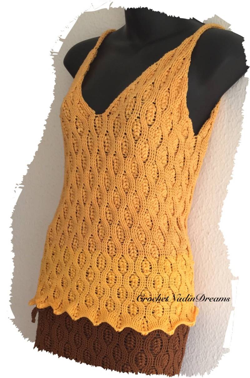 Gelb Geflochtene Sommer-Party Häkeln Abgeschnitten Tank Top Boho Strand-Stil von CrochetNadynDreams