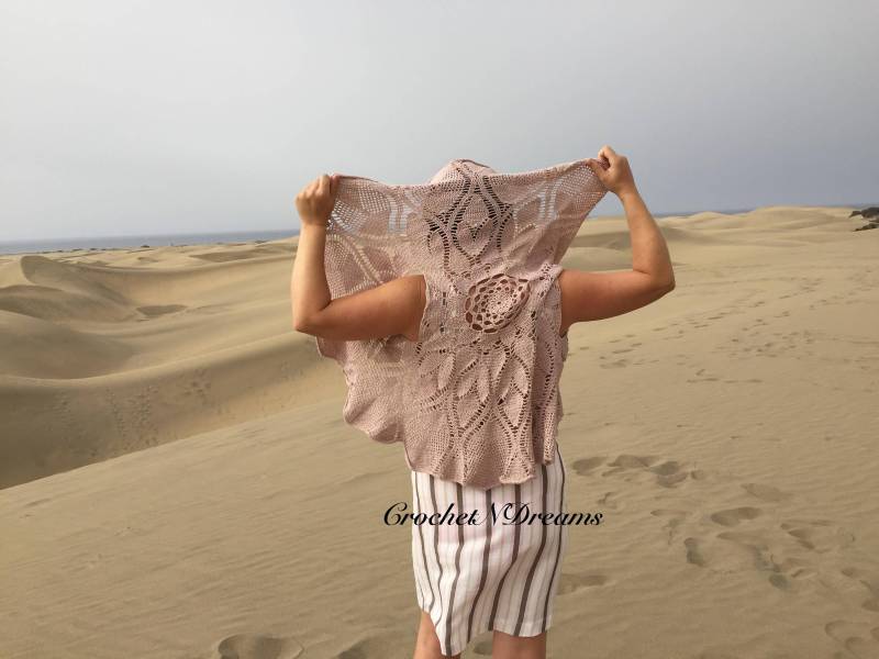 Häkeln Beige Spitze Kreis Boho Bolero Runde Jacke Frau Weste Umarmung Achselzucken von CrochetNadynDreams