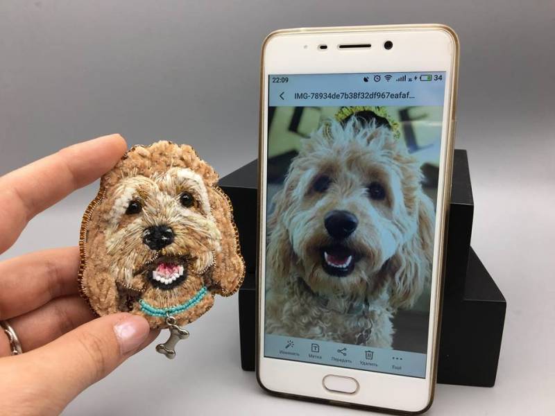 Personalisierte Hunde Portrait Brosche Haustier Schmuck von CrochetOKStudio