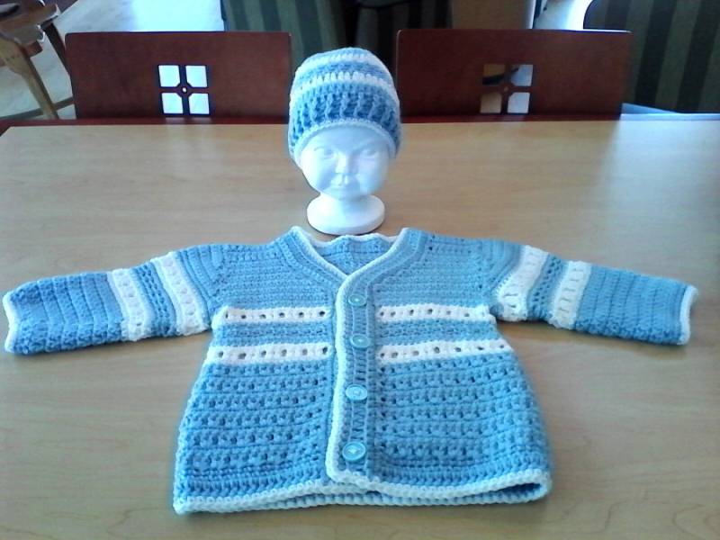Gehäkelter Baby Jungen Pullover Und Mütze Im Set von CrochetbyEssie