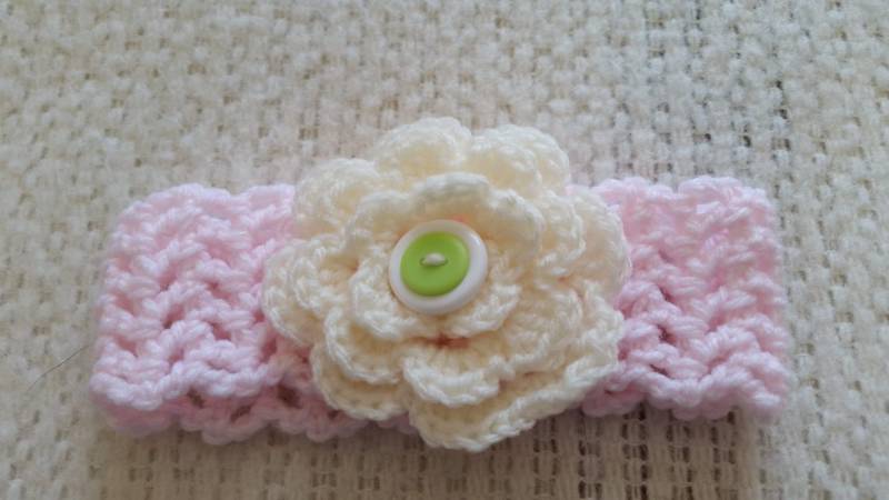 Gehäkeltes Baby Kopfband, Rosa Stirnband, Stirnband Mit Blume von CrochetbyKathie