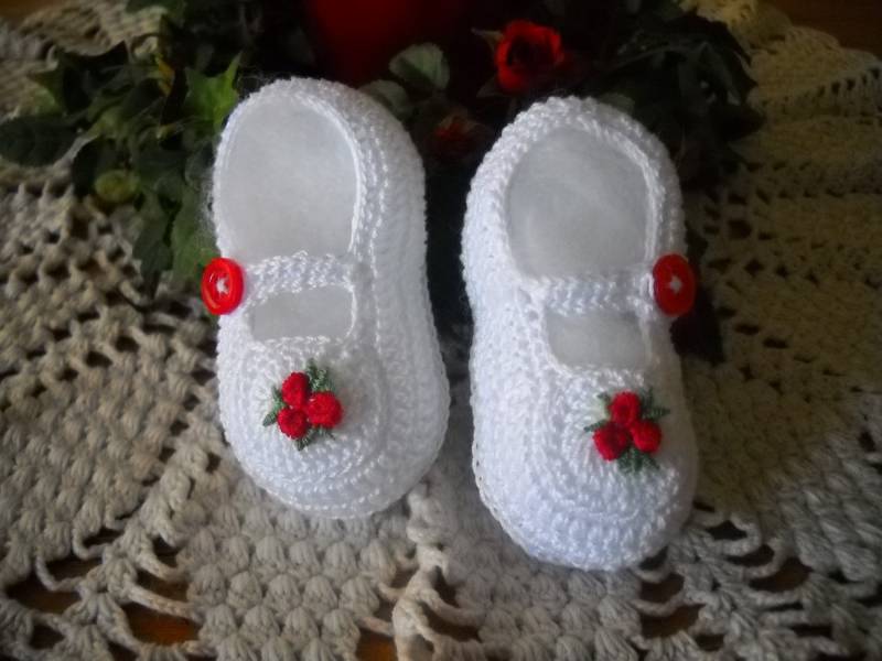 Handgehäkelte Booties Im Mary Jane-stil Aus Baumwollfaden So Zierlich Perfektes Babygeschenk von CrochetedinLove