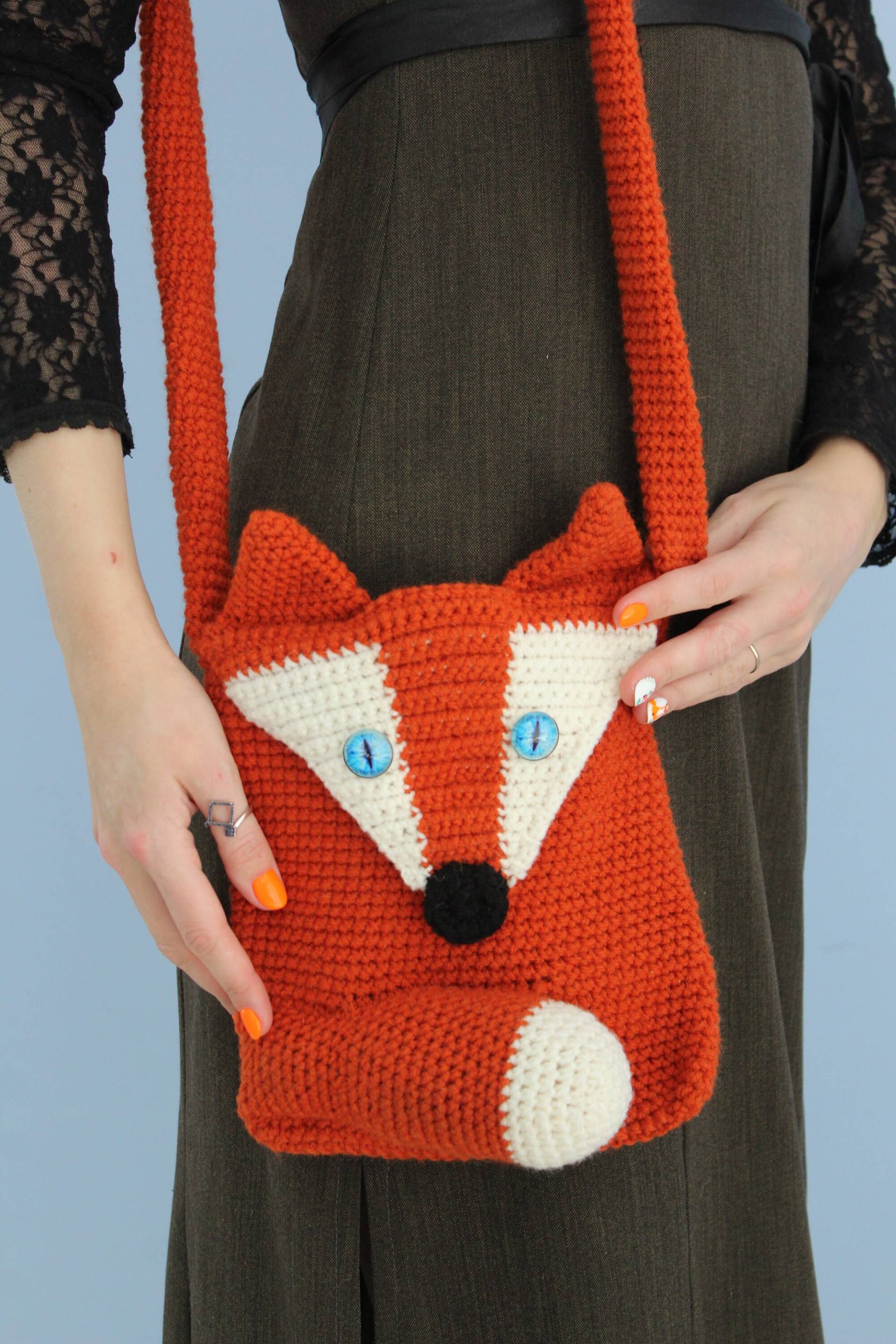 Gehäkelte Fuchs Umhängetasche Handgemachte Wolle Tier Tasche von CrochetingsShop