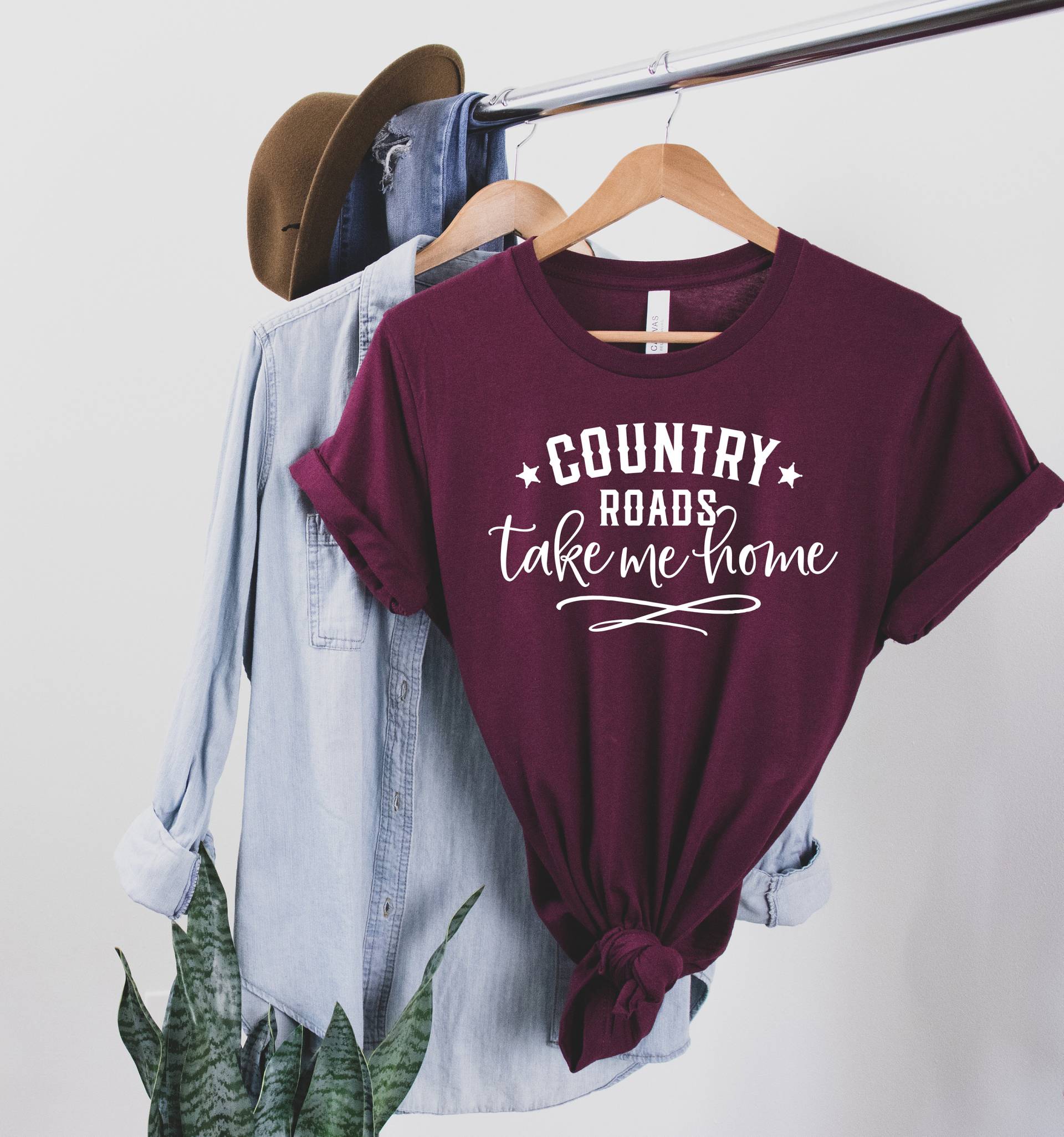 Country Roads Take Me Home Shirt - Bella Canvas Music American Cowboy Girl Geschenk von CrocoRockoTees