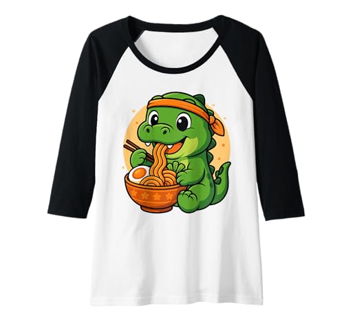Damen Kawaii Crocodile Eating Ramen-Grafik Japanisches Krokodil Raglan Damen Kawaii Crocodile Eating Ramen-Grafik Japanisches Krokodil Raglan von Crocodile Eating Ramen Funny Japanese Kawaii